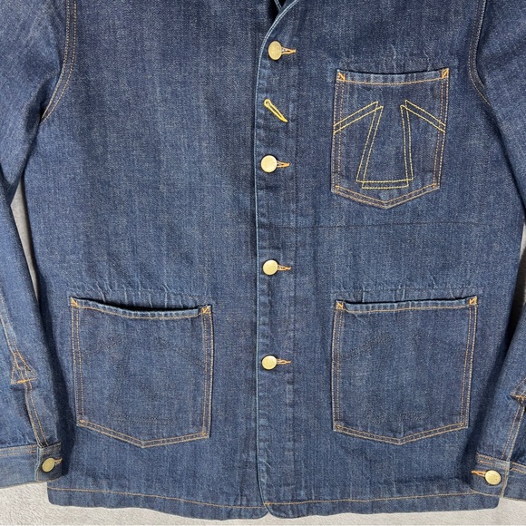 Eat Dust 673 Selvedge Denim Chore Jacket Mens XL Japanese Heavy Duty Indigo Blue - Picture 3 of 16